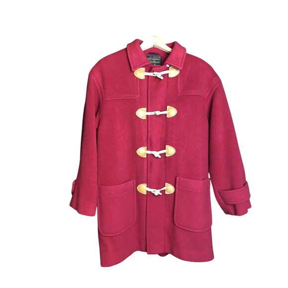 Vtg Eddie Bauer Red Wool Womens Sz M / L Barn Chore Toggle Jacket 80s Preppy - Picture 1 of 9